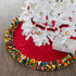 Handmade Felt Wool Christmas Tree Skirt - Multicolor Fringe Border on Red - 51" - ARCADIA HOME